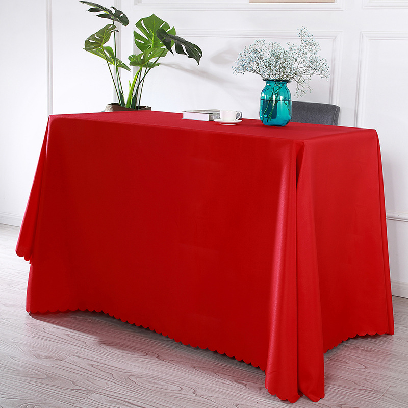 A885 Thickened plain tablecloth wedding red tablecloth hotel restaurant fabric tablecloth event meeting rectangular tablecloth