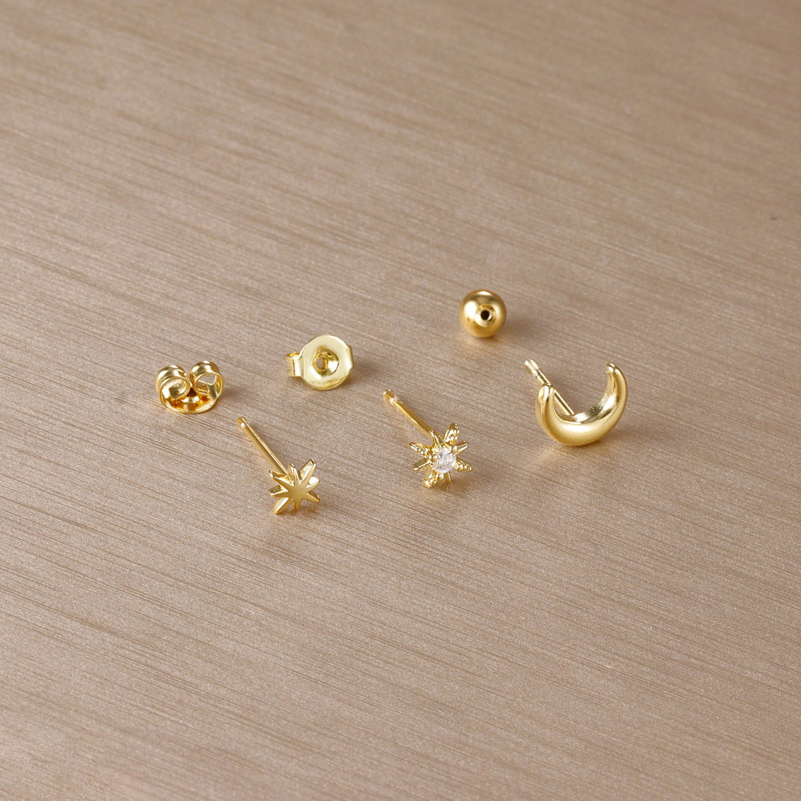 3Piece Stainless Steel Star Moon Ear Stud Earrings Set Women Daily Wear Cartilage Piercing Earring Punk Unisex Rock Jewelry 250512