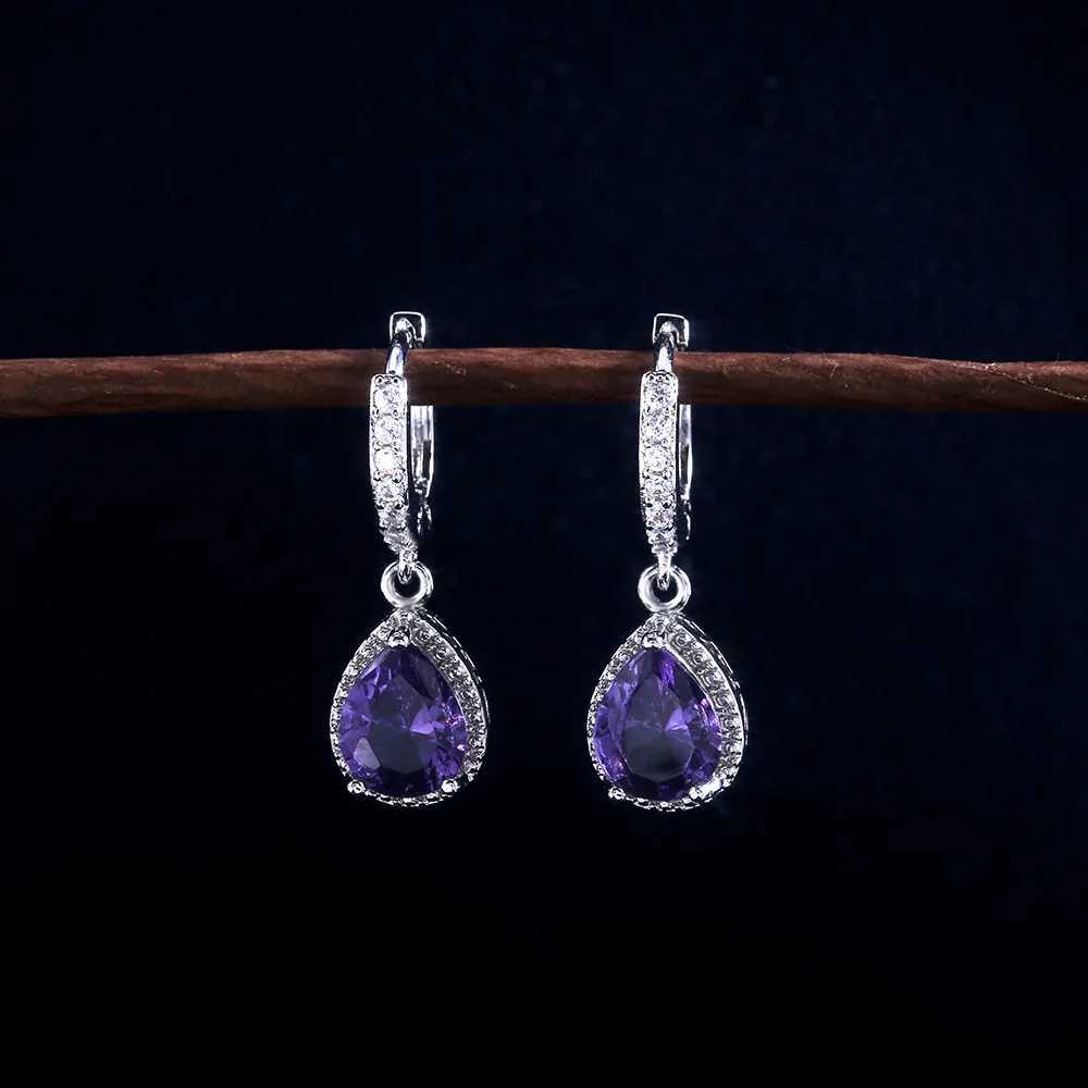 New Arrival Female Earrings 925 Silver Needle Purple Gem Earrings For Women Wedding Jewelry Girlfriend Gift Pendientes Y250510