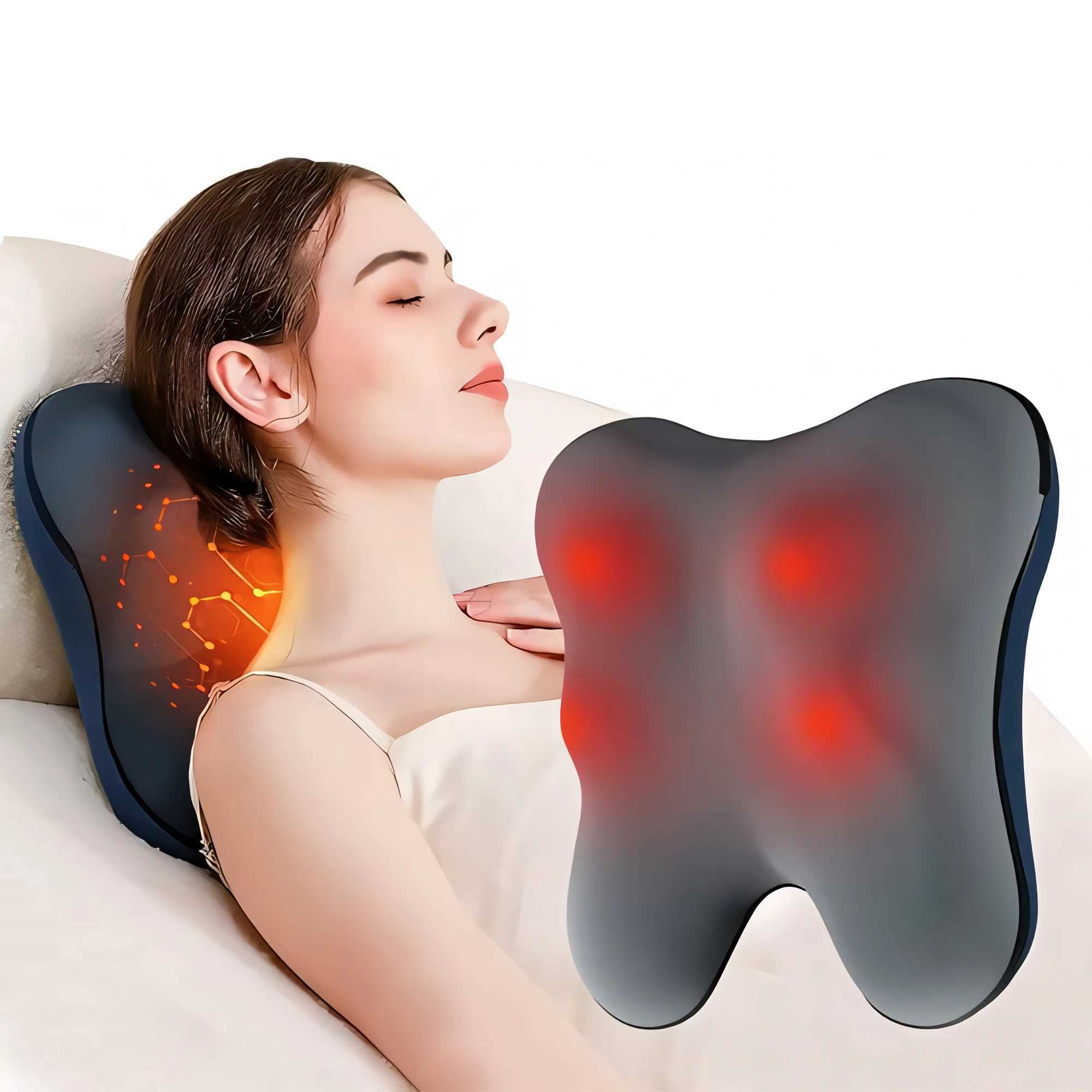 Back Massage Pillow with Heat Cordless Neck Massagers for Relax Deep Tissue Shiatsu Massagers for Full Body messageW250512