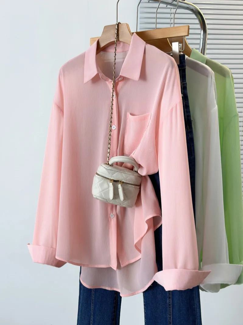 Plus Size Shirt Women Autumn Arrivals Long Sleeve Chiffon Blouses Korean Style Chic Fashion Shirts Tops 250515