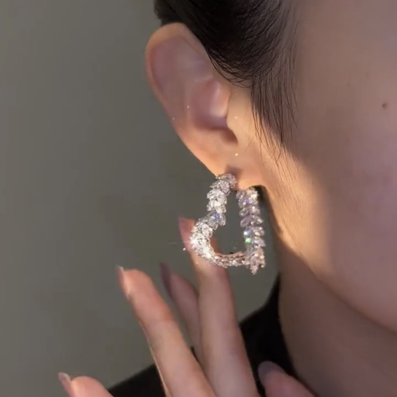 Ins Sparkling Luxury Jewelry Stud Earrings Gorgeous Party 925 Sterling Silver Marquise Cut White 5A Cubic Zircon CZ Diamond Party Women Wedding Heart 