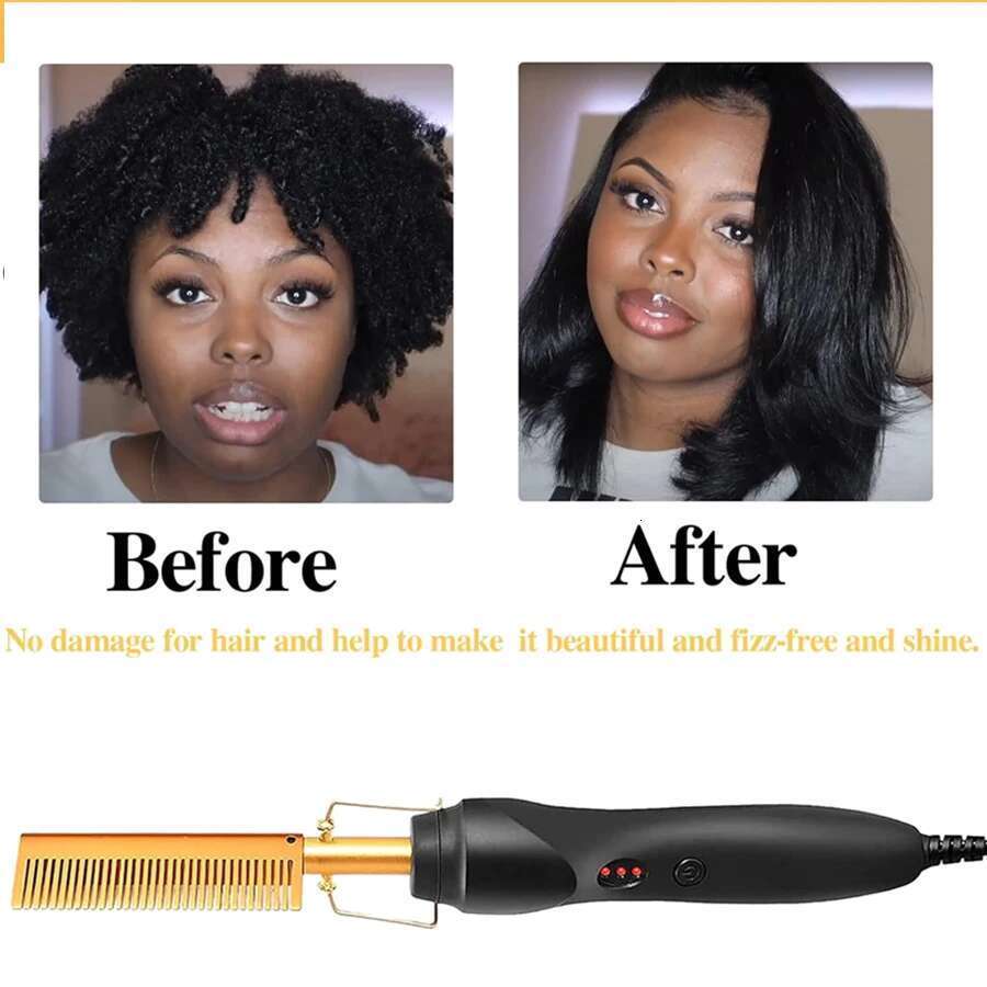 GOIPLE Electrical Heat Straightener Hot Pressing Brush Styling Tool For Lace Front Wig Glue Hair Wax Stick Melting Spray