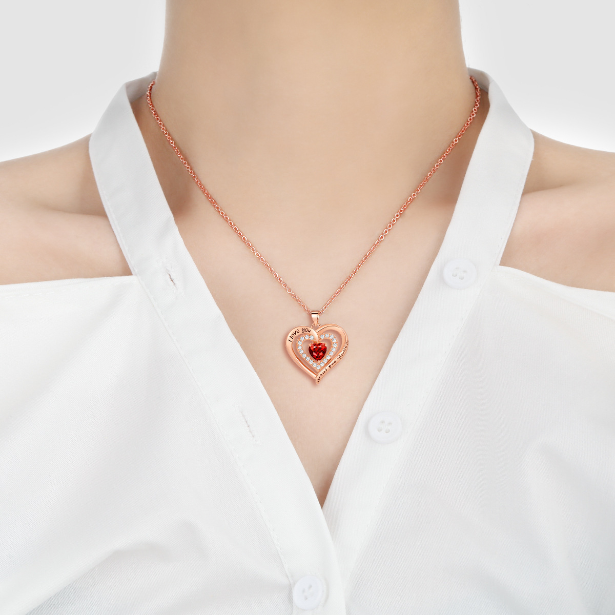 Exquisite Jewelry Design: Timeless Round Cut CZ Gemstone Heart Ornamented Chain Accessory