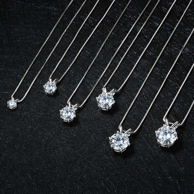RAPRGOLD GRA Certified 0.5-5ct Pendant Necklaces 925 Sterling Silver Solitaire Necklace Chain For Women Jewellry Gift 250512