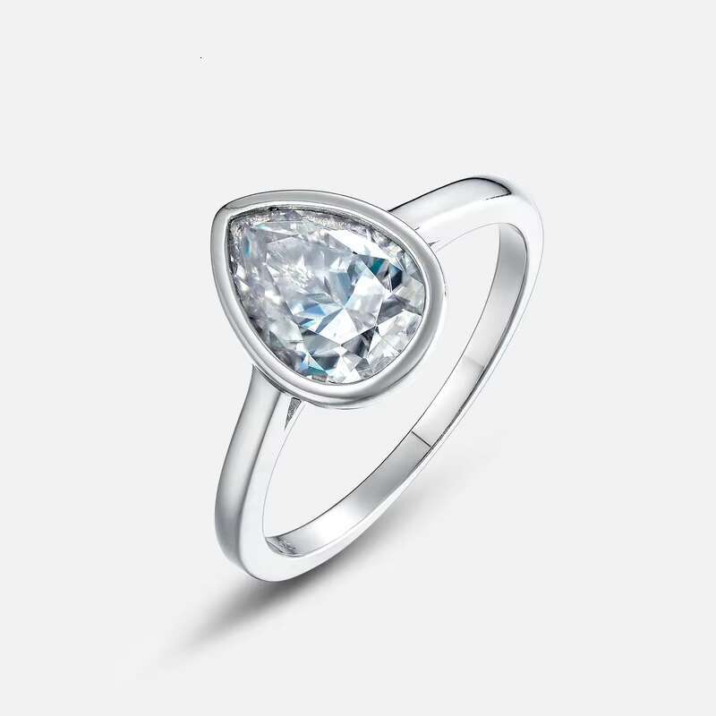 Kacy Custom Wholesale Moissanite Pear Shaped Eternity Ring Women Jewelry Promise 925 Sterling Silver Engagement Wedding Ring