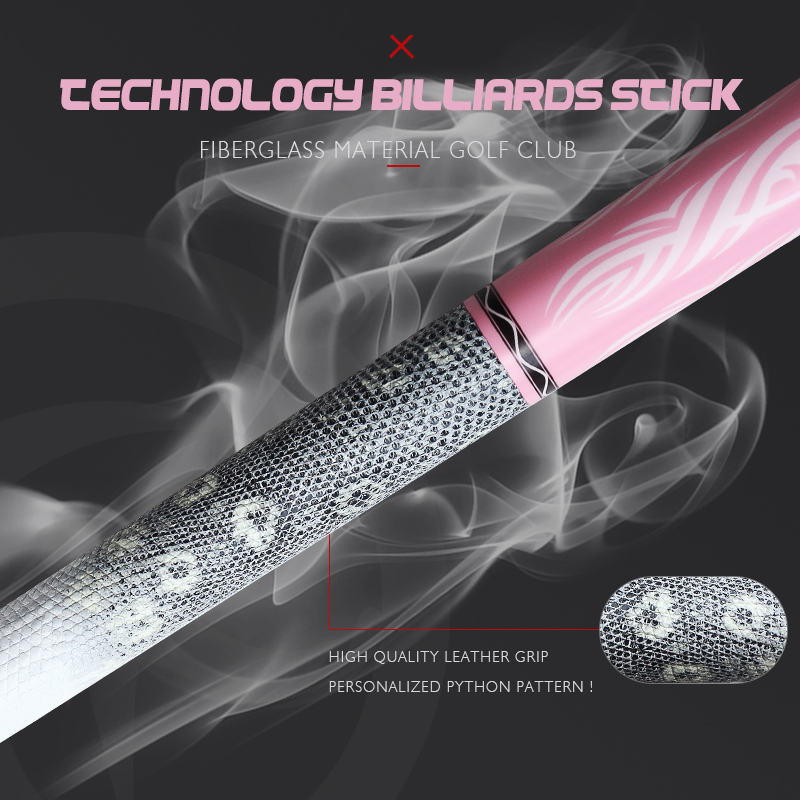 OKHEALING 12.4mm Break Cue Tip Black Technology Carbon Fiber Shaft Butt 147cm 19~20oz Radial Pin Joint Pink Billiard Cue Pool Game Cues