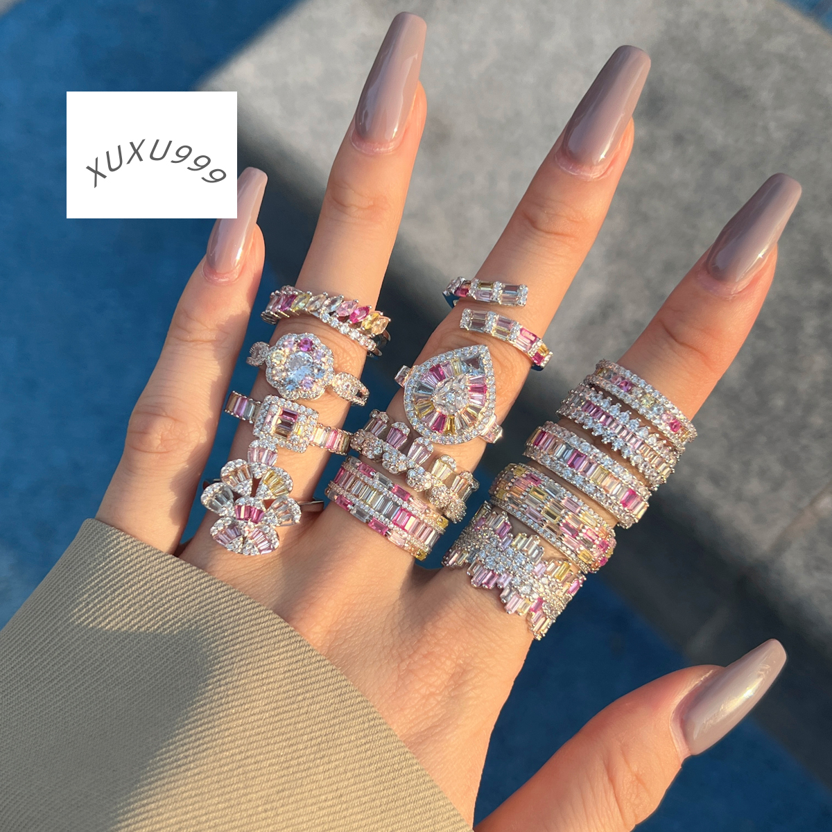 Exquisite Design S925 Silver Diamond Moissanite Baguette Fine Fashion Jewelry Rings Jewelry Women 5A Cubic Zirconia Wedding Ring