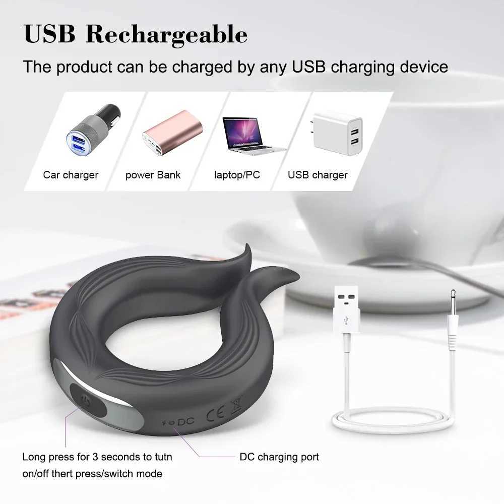WAKEWAY Penis Ring Vibrator for Men Clitoris Stimulator Delay Ejaculation Enhance Erection Sex Toy for Couples W250512