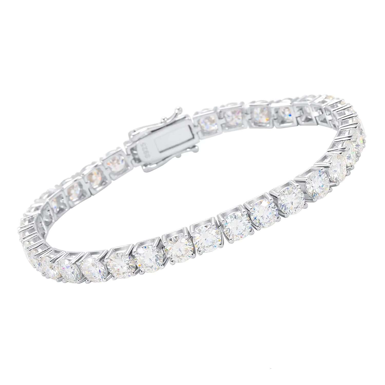 Hip Hop Tennis Chain Moissanite Bracelet Unisex 925 Sterling Silver Versatile Sizes 2mm-5mm for Male Female