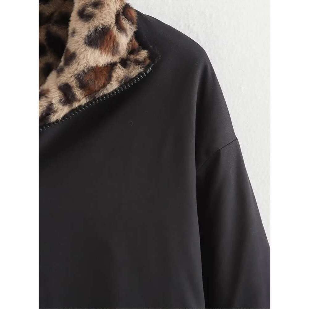 American retro double-sided leopard print jacket men's trendy high-end vintage anti-rabbit fur thickened cotton coat