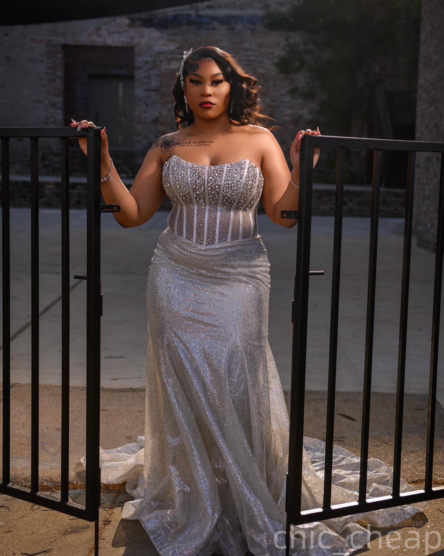 Silver Mermaid Plus Size Prom Dresses 2025 Beaded Crystals Sequined Simple Evening Formal Party Second Birthday Engagement Gowns Dress For Special Occ