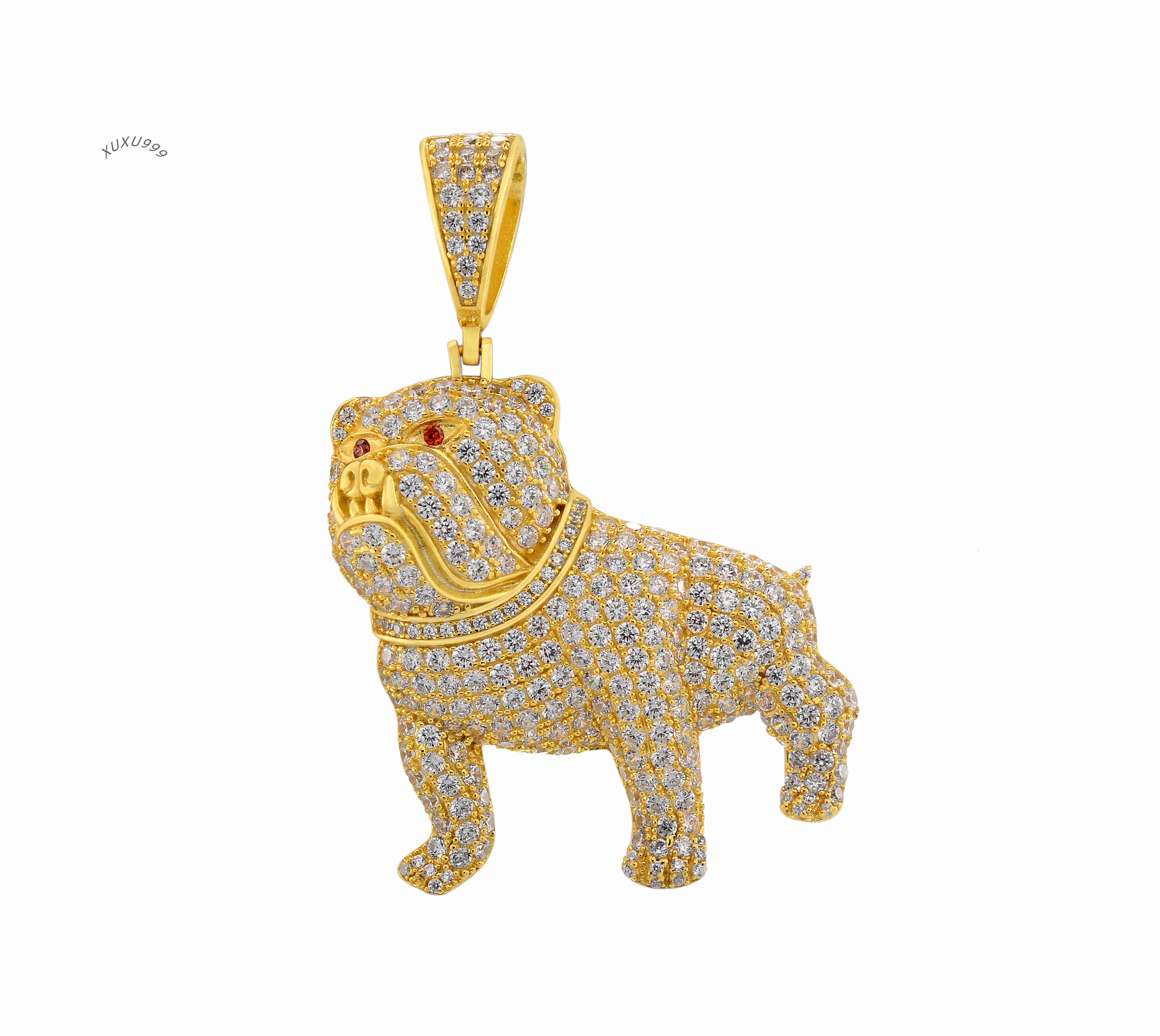 2020 New Hiphop Micro Paved Diamond French Pug Bulldog Pendant for Man