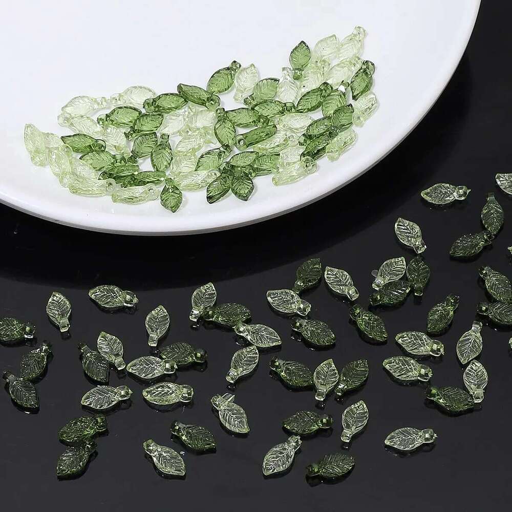 100Pcs Acrylic Mini Small Tree Leaf Hand Beaded DIY Handmade Necklace Earrings Loose Separated Bead Jewelry Accessory Mater