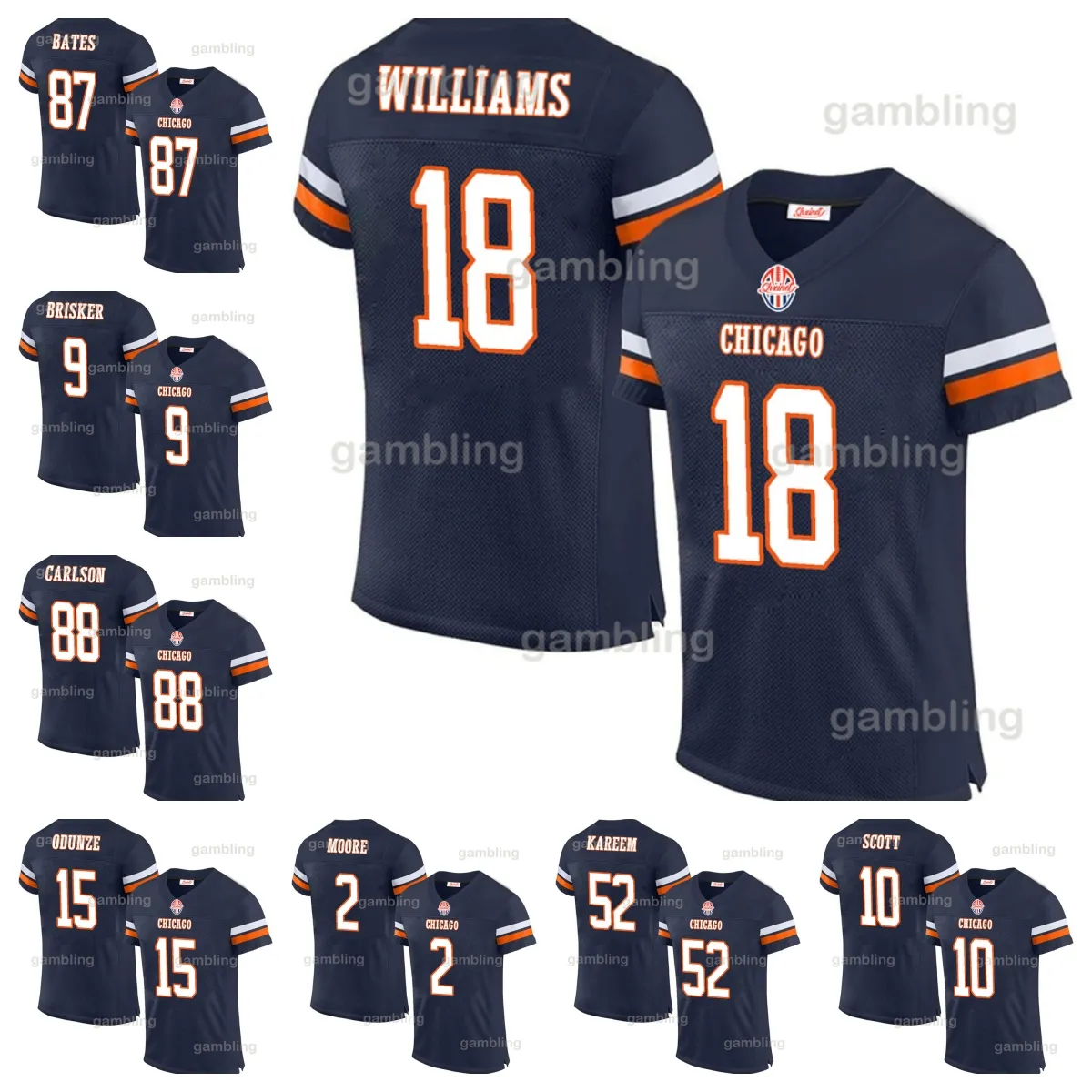 Rome Odunze DJ Moore Football Jersey 2024 Bear 18 WilliamsJerseys Jaquan Brisker Darnell Wright Cole Kmet Devin Hester Walter Payton Montez Sweat Keenan Allen
