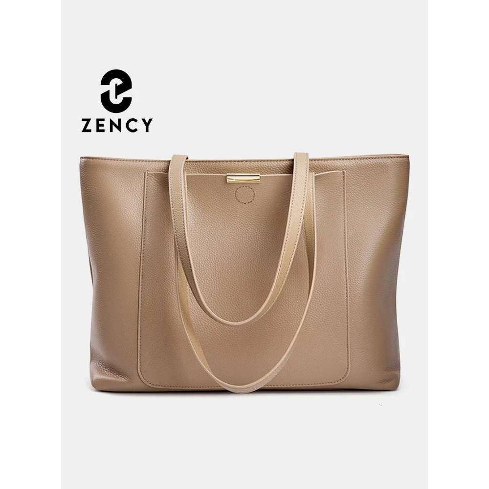 Designer bag231 Zency Soft Cowhide Leather Women Shoulder Tote Handbag Large Capacity Lady Shopping Bag Front Pocket For Notebook Phone iPad