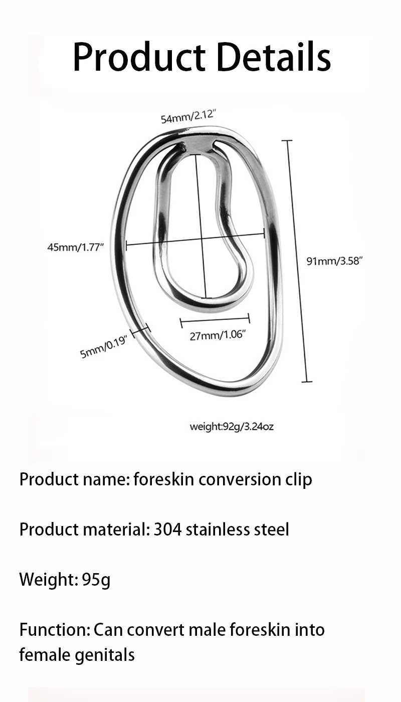 Metal Curved Scrotum Bondage Penis Ring For Fufu Cock Clip Sissy Male Mimic Female Pussy Chastity Device Lock Sperm SM Sex Toys W250512