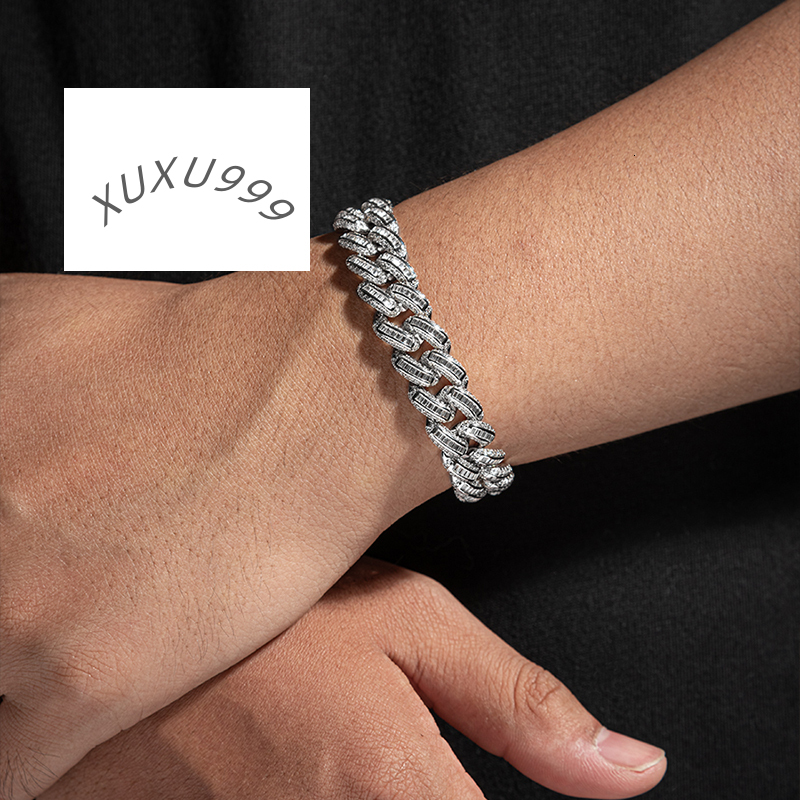 Miami Mens 925 Sterling Silver Moissanite Cuban Link Bracelet
