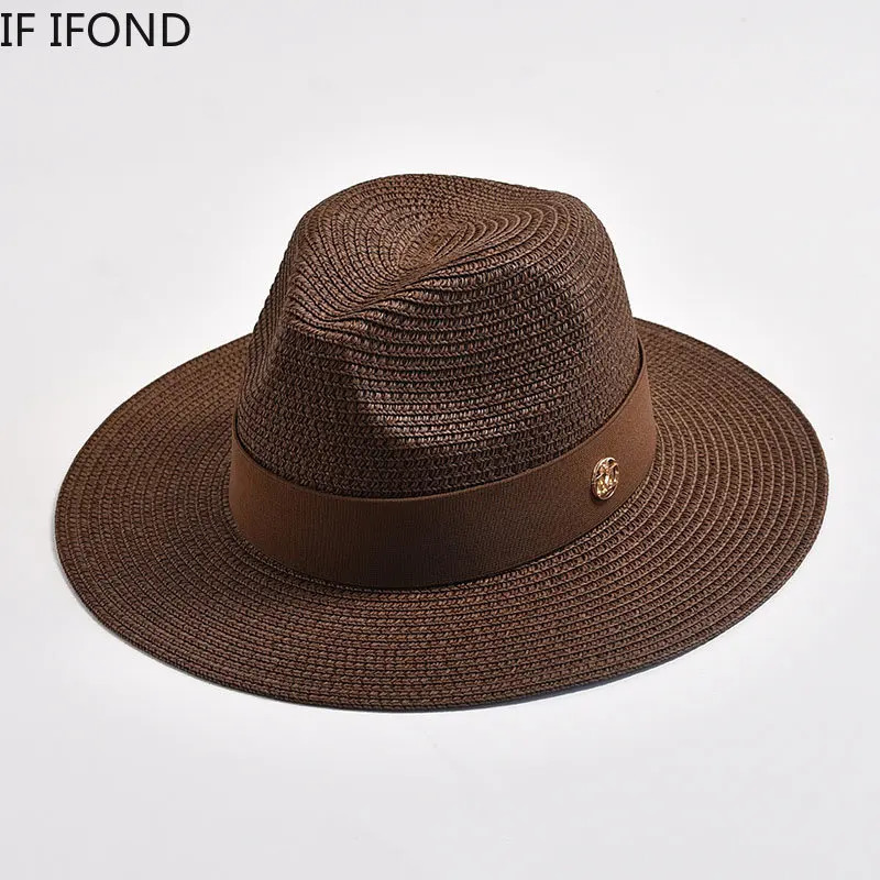 Summer Straw Hats for Women Men Panama Travel Beach Sun Hat Ribbon Decoration Elegant y Jazz 250512