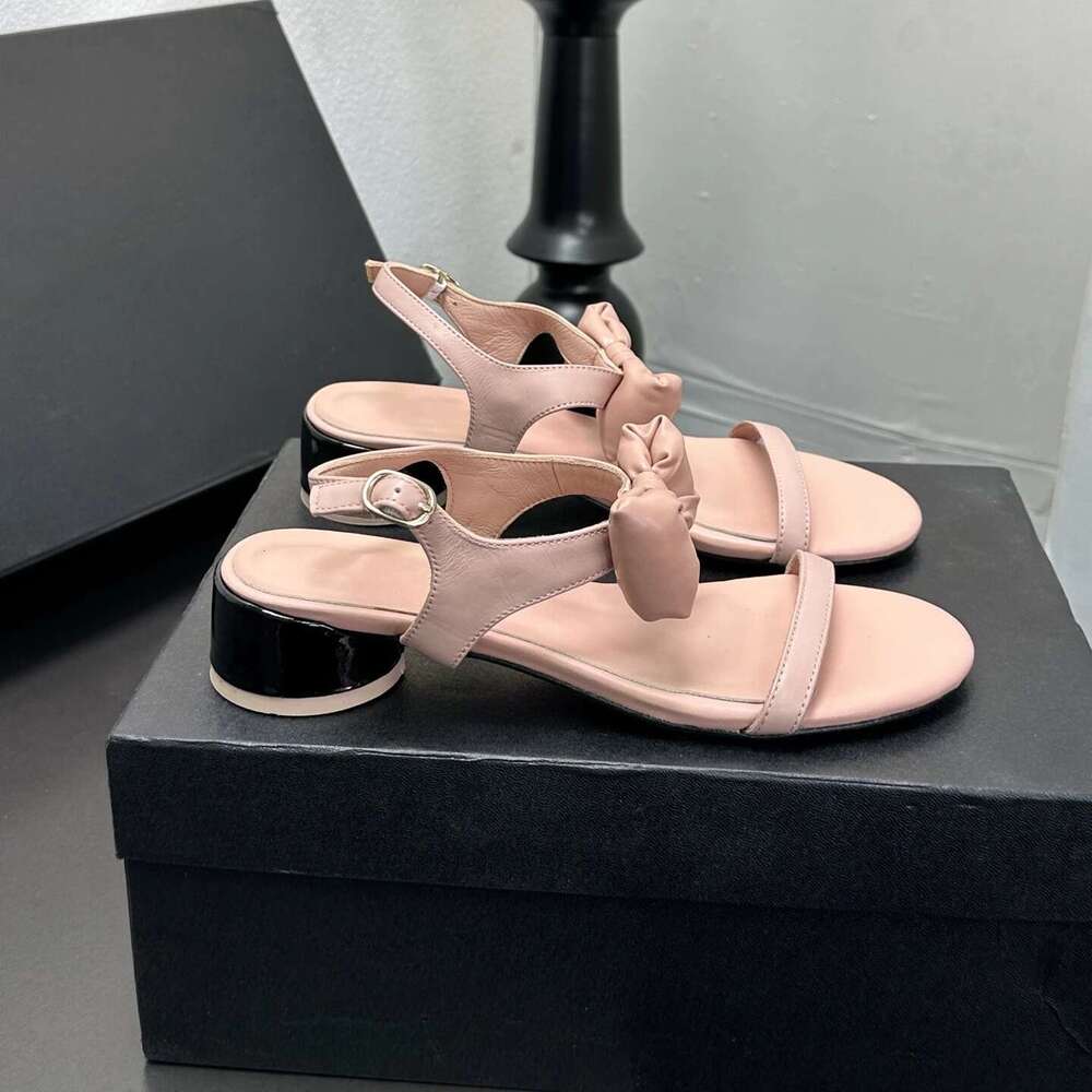 New Women Size35-41 Genuine Leather Sandals High Heels Butterfly Knot Pumps Slingbacks Designer Shoes Zapatillas De Mujer