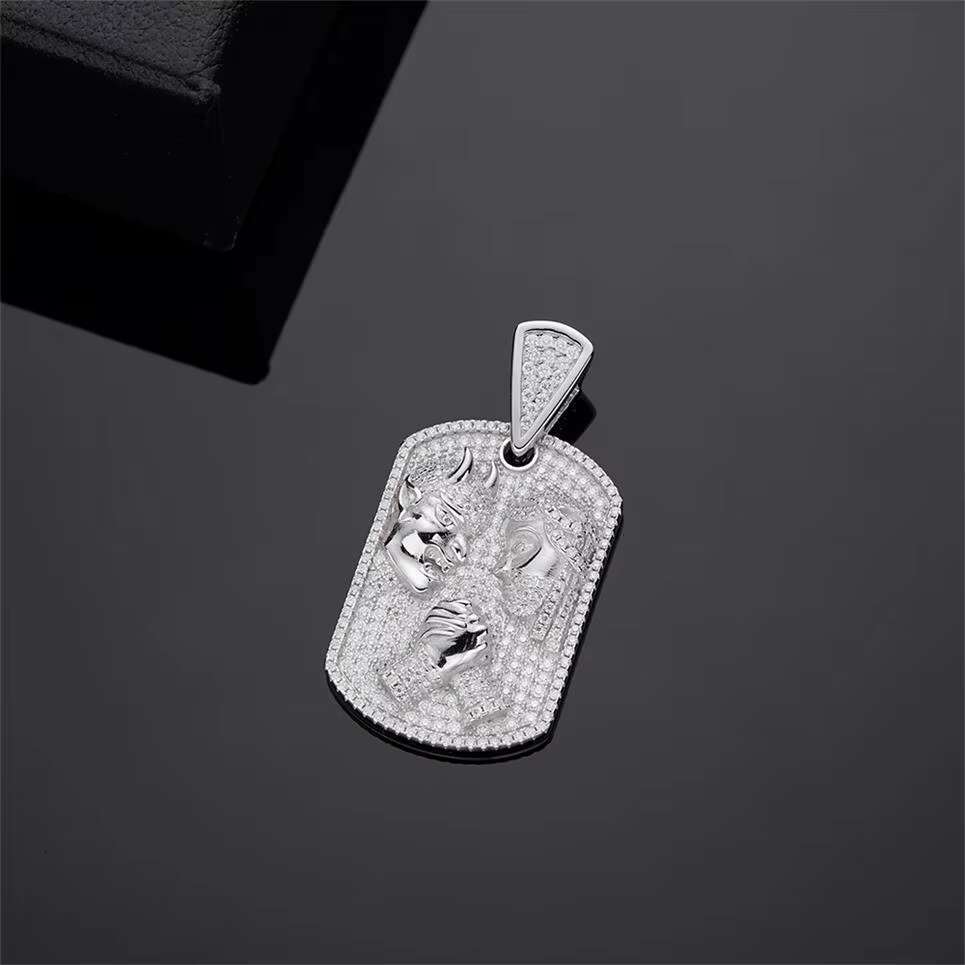 Fashion Design Trendy New Hiphop Jewelry Ice Out Cubic Zircon Diamond Gold Plated Brass Animal Leopard Square Pendant for Men