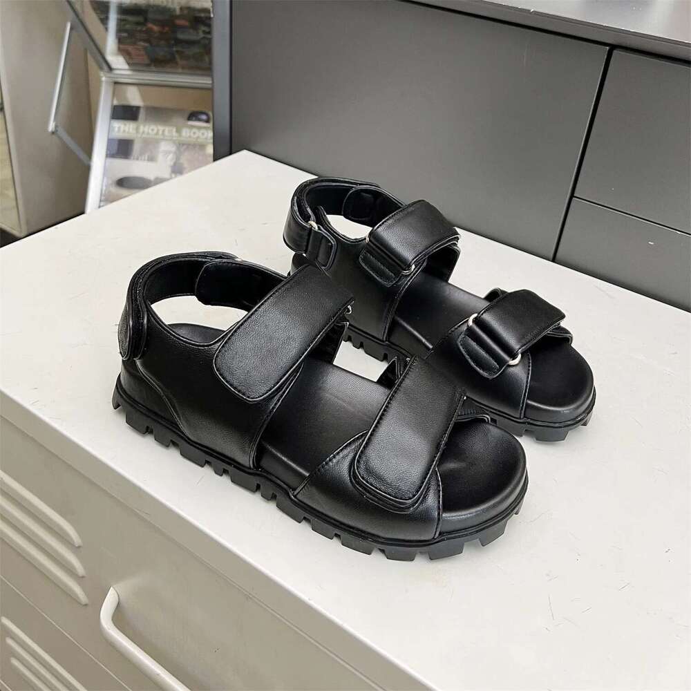 New Women Size35-41 Genuine Leather Sandals Summer Beach Flats Weaving Flat Platform Designer Shoes Zapatillas De Mujer