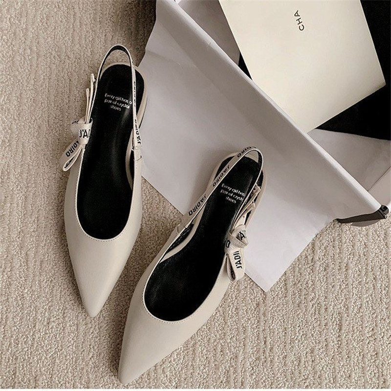 free shipping designer Dress shoes for woman outdoor Bowtie Low heels Slingbacks black white sandals