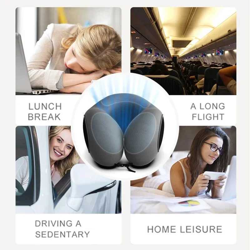 Multifunction U-Shaped Sponge Core Neck Pillow Slow Rebound Soft Travel Pillow For Sleeping Cervical Health Massage Nap PillowsW250512