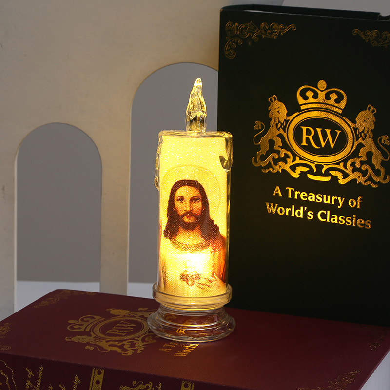 Festival simulation candle LED decorative light with Virgin Mary pattern