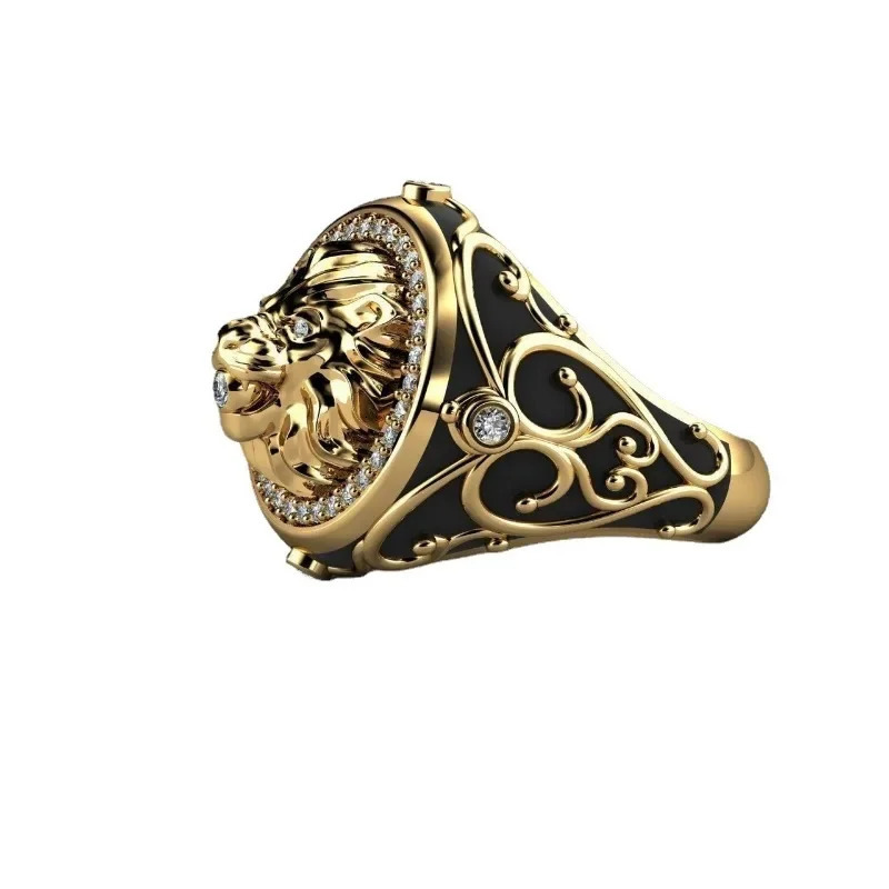 S925 Creative Lion Head Medusa Ring for Men Inlaid with Zircon Fashion Domineering Rings Female Punk Style Jewelry Gifts 250509