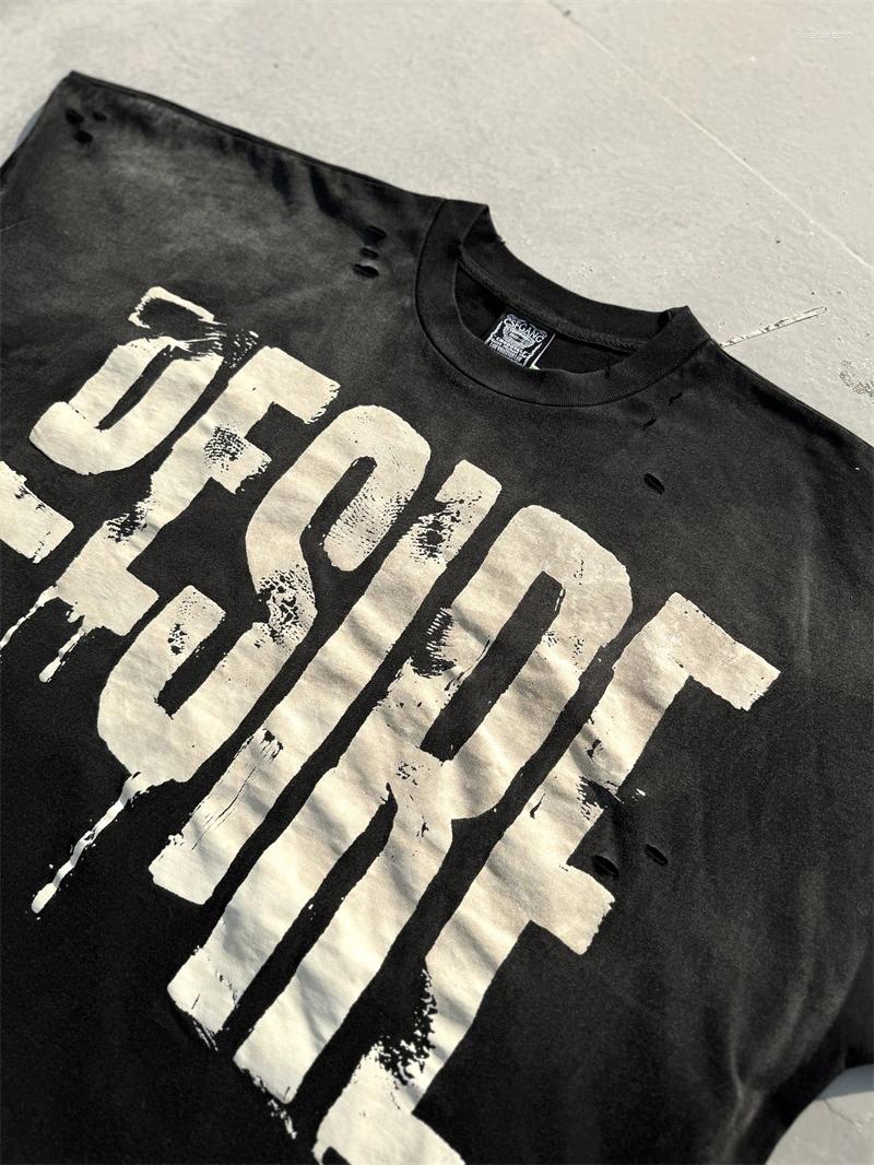 Men's T Shirts Washed Saint Punk Art Limited Edition BOX TEE Hand Worn Vest T-Shirts Men Women High Quality Shirt