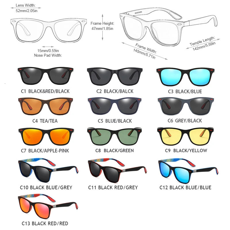 Polarized Sunglasses Men Women Classic Square Plastic Driving Sun Glasses Male Fashion Black Travelling Shades UV400 250512