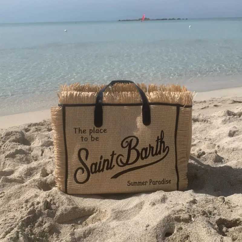 SAINT BARTH New Womens Large Capacity Leisure Travel Straw Mat Handmade Tassel Handbag Tote BagXJ250512
