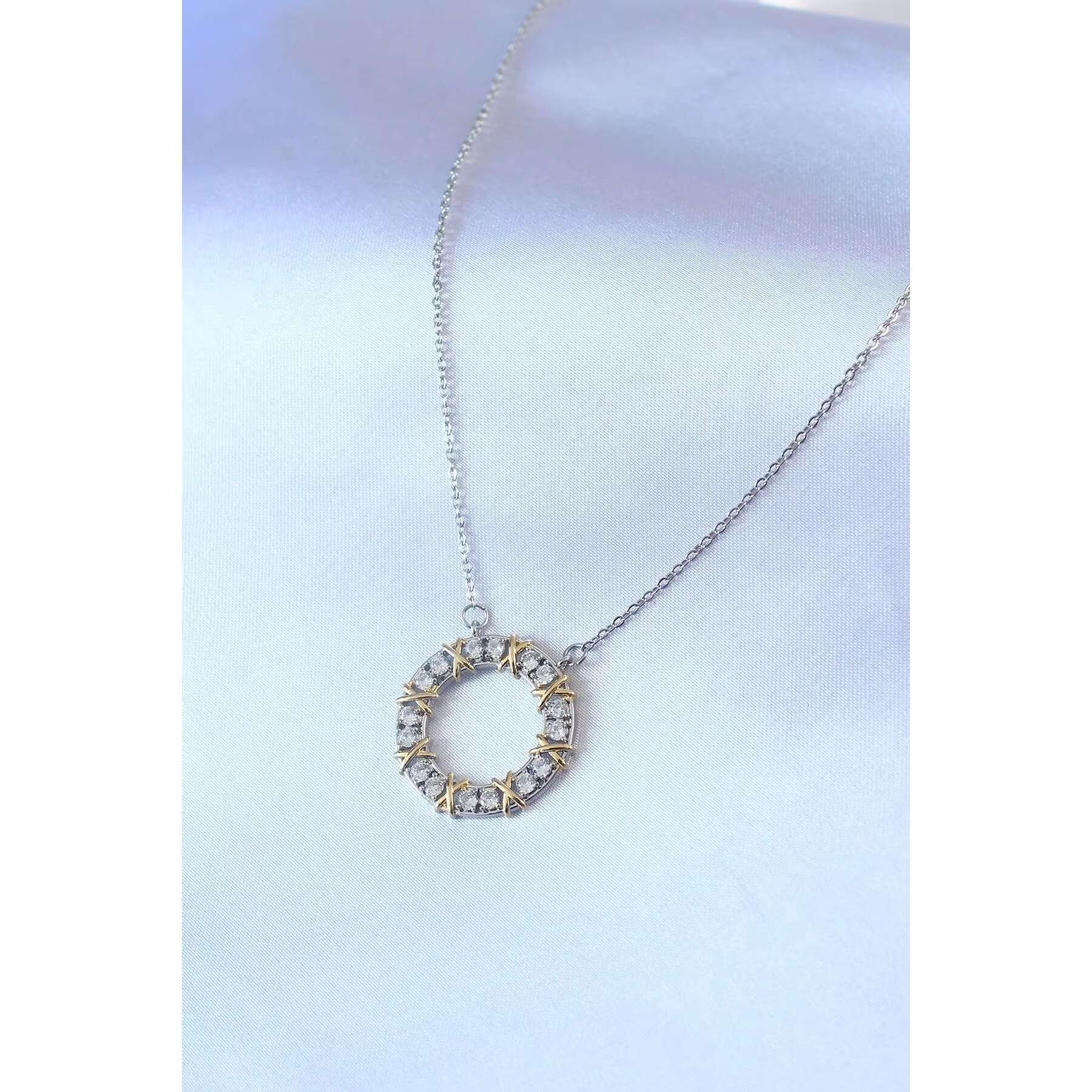 316L steel sier zircon detail Xoxo women's necklace TJ-BKO7459