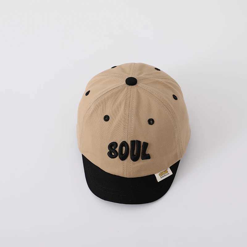 Embroidery Letter Children Duck Tongue Hat Short Brim Kids Baseball Hats 1-3Y Baby Sun Visors Fashion Color Block Duckbill Cap R250512