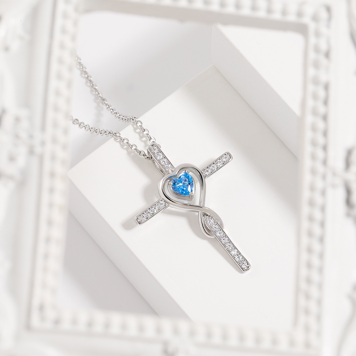 Chic Starstone Cross Neckpiece Featuring a Timeless Love Heart Emblem