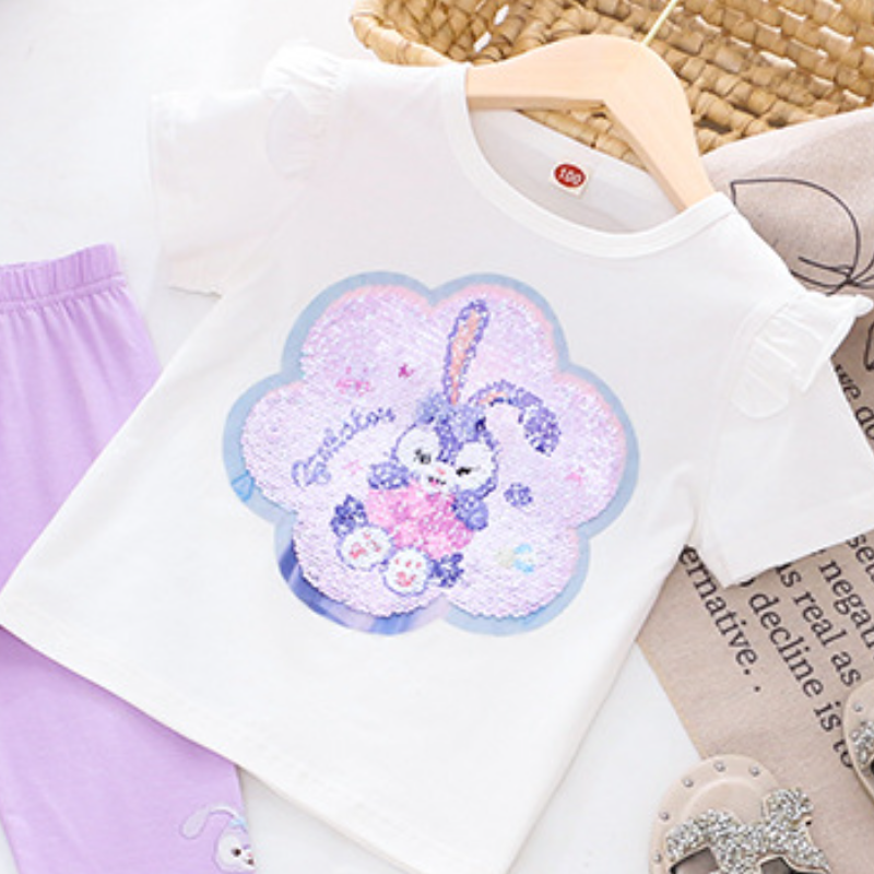 DISNEY Frozen Elsa princess kids designer clothes infant designer clothes Printed T-shirt for girls soft and comfortable short-sleeved princess design