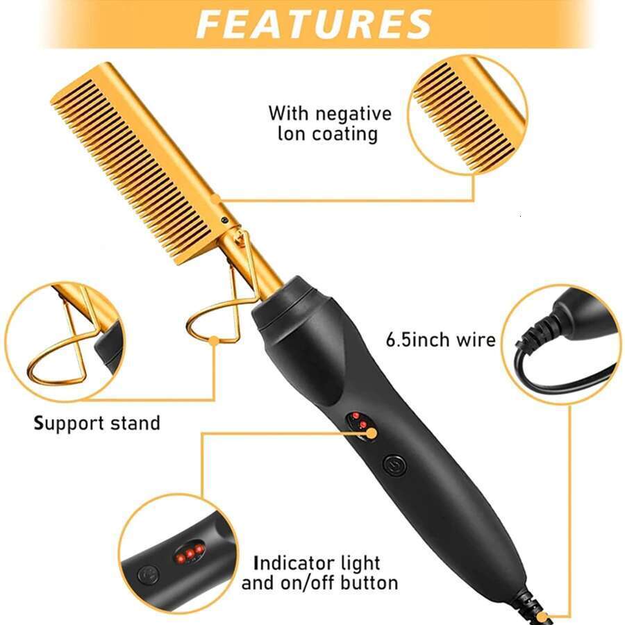 GOIPLE Electrical Heat Straightener Hot Pressing Brush Styling Tool For Lace Front Wig Glue Hair Wax Stick Melting Spray