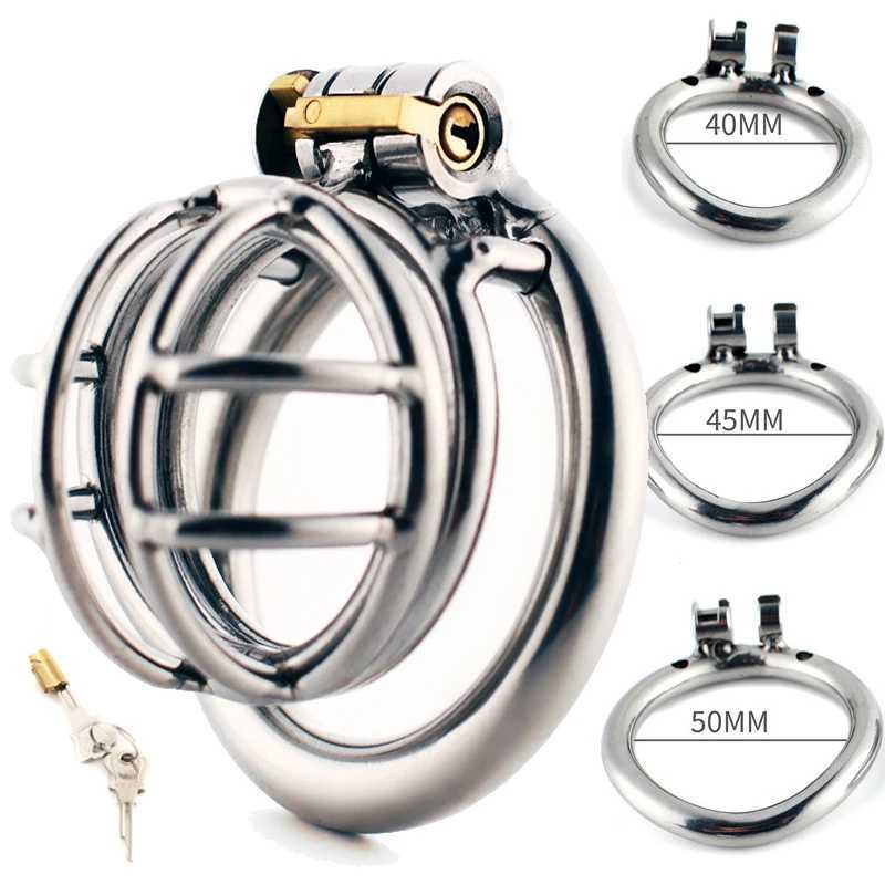 Metal Chastity Device Stainless Steel Chastity Penis Cage Male Cock Cage with Lock Key Adult BDSM Bondage Sex Toys W250512