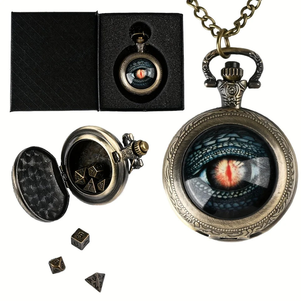 7pcs DND Mini Dice Set With Pocket Watch Shell Portable Polyhedral Metal Dice Perfect for Dungeons and Dragons card Board Game 250512
