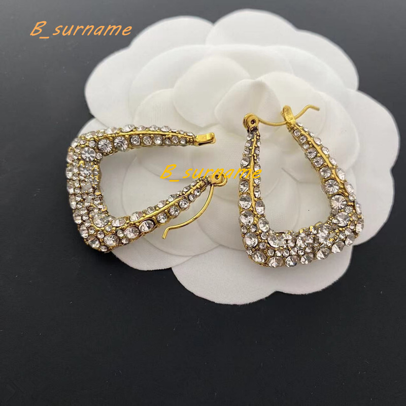 Titanium steel stud earring for woman exquisite simple fashion C diamond ring lady earrings jewelry gift with box