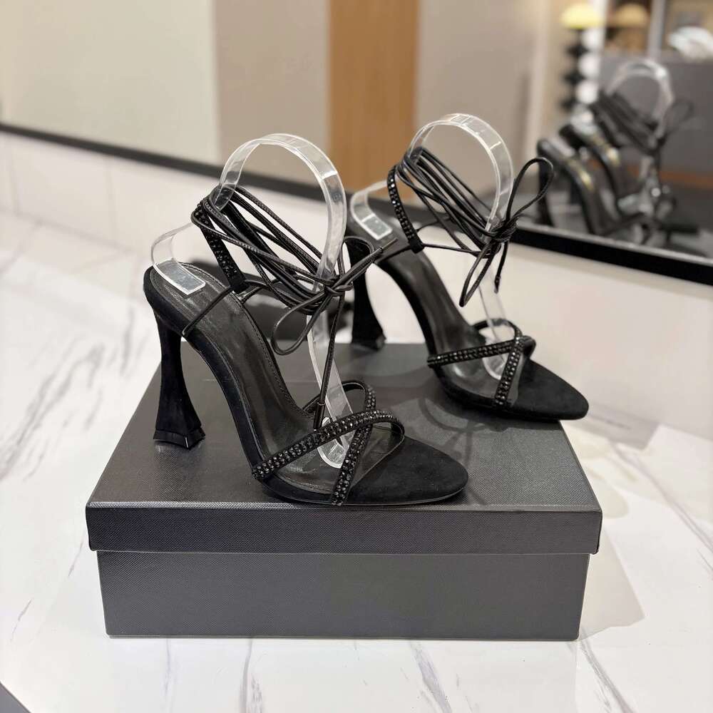 New Women Size35-42 Genuine Leather Sandals Super High Heels Pumps Crystal Ankle Strap Designer Shoes Zapatillas De Mujer