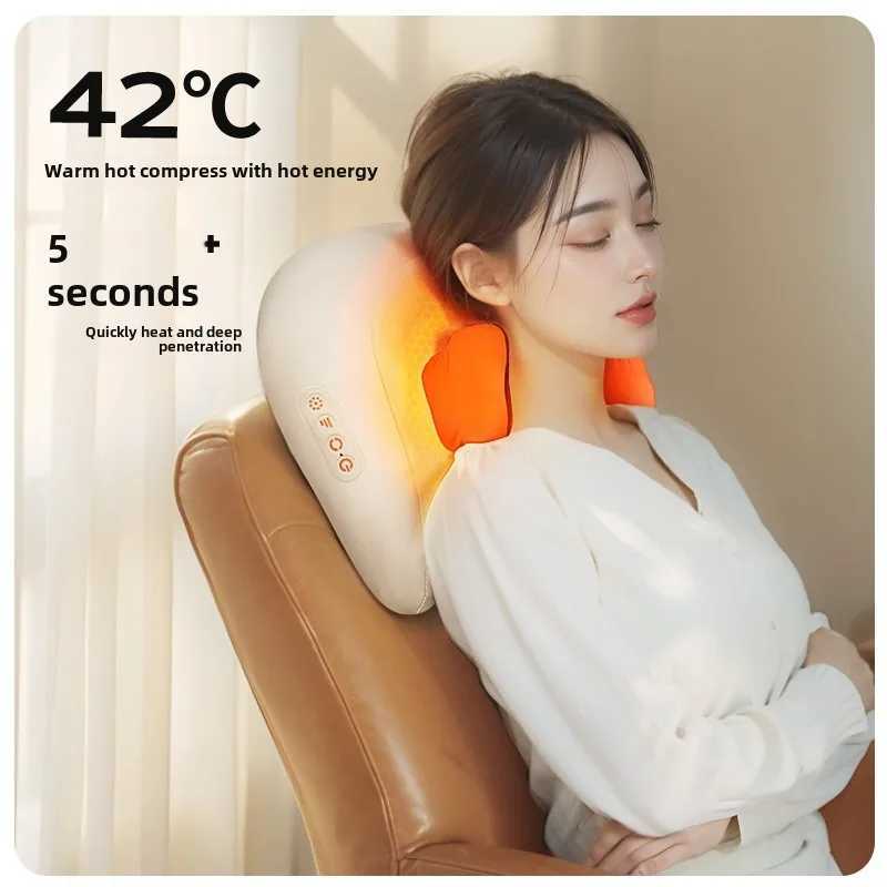 Trapezius Electric Massage Pillow For Neck and Shoulder Wireless Car And Home Massager Heat Waist Leg Cervical Shiatsu KneadingW250512