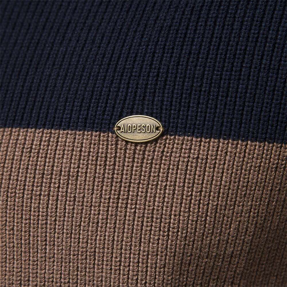 2023 New Autumn And Winter Patchwork Color Zipper Cardigans For High Quality Youth Men Cotton Sweater-250512