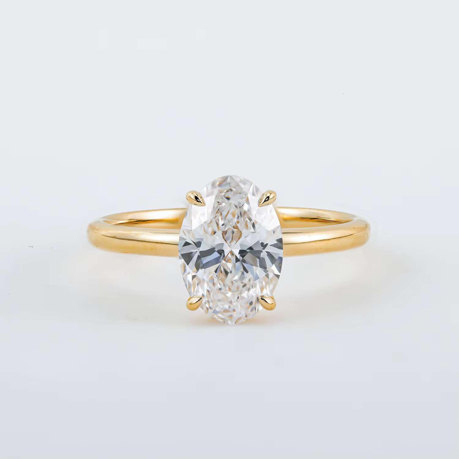 Moissanite Solitaire Oval Cut Engagement Ring 18K Gold Plated With GRA DEF Round Brilliant Moissanite Jewelry Factory