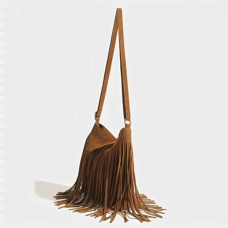 Boho Style Tassel Crossbody Bag Vintage Suede Shoulder Bag Casual Fringe Messenger Bag For WomenXJ250512