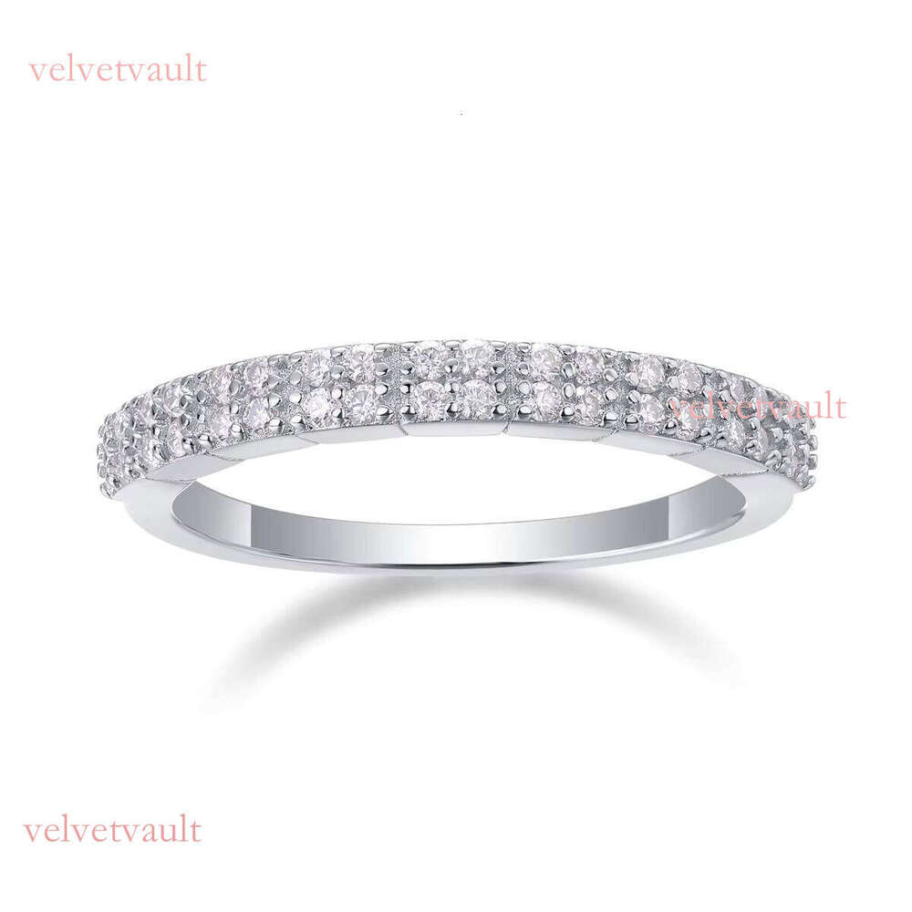 Dazzling double-layer carbon silica wedding ring - pure silver, elegant pointed set, US size 5-9