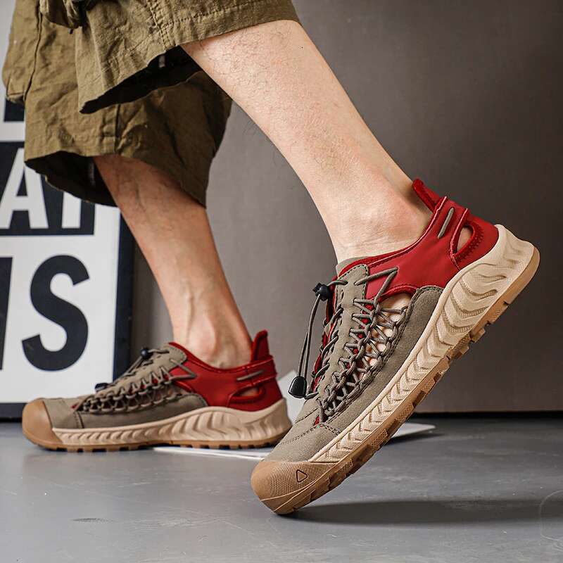 New Men's Fashion Hand-woven Sandals Summer Outdoor Non-slip Waterproof Hiking Shoes Lightweight Breathable Sneakers Men