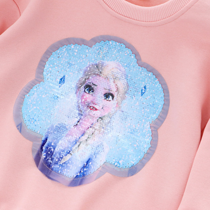 DISNEY Frozen Elsa princess Kids designer clothes Children's autumn clothes girls' double-sided color-changing sequins clothes.