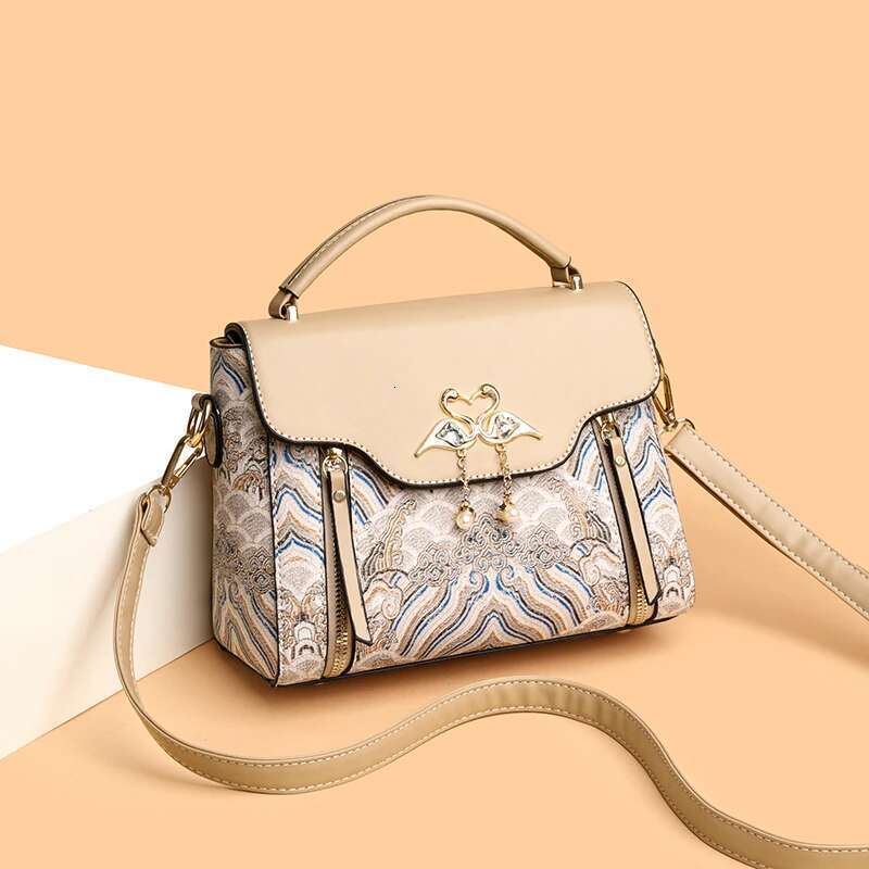 New Embroidered Color Contrasting Women's Handbag Versatile Single Shoulder Slant Cross Texture Stylish Daifei Bag